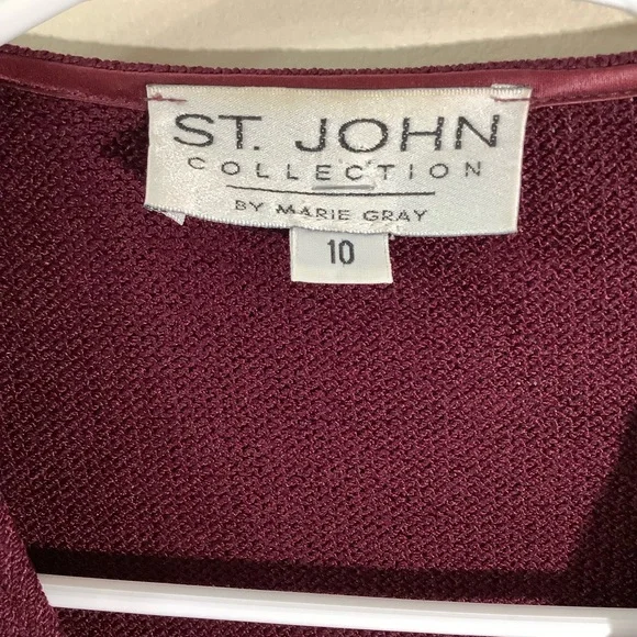 St. John Santana Knit Burgundy Sweater with Gold Accents - Picture 7 of 8